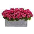 Nearly Naturals 18 in. Geranium Artificial Plant in Stone Planter - Beauty 8061-BU